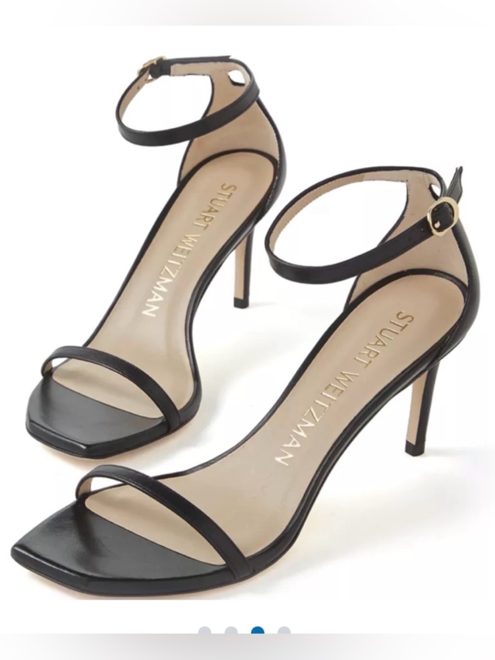 Stuart Weitzman Nudistcurve75 Black Strappy Ankle-Strap Heels